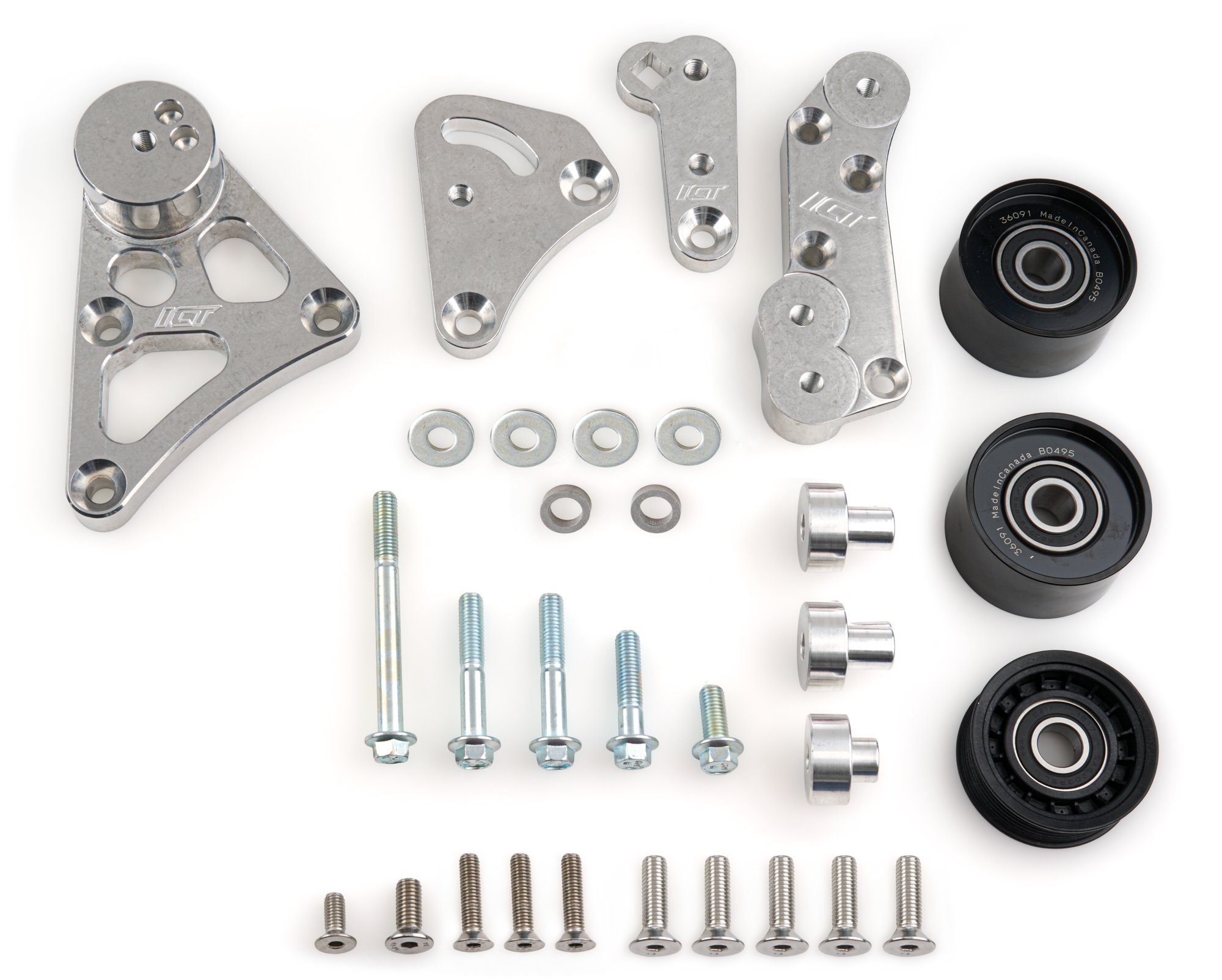 ICT BILLET LSA 8 Rib Idler & 6 Rib Belt Tensioner Bracket 551189-LS01