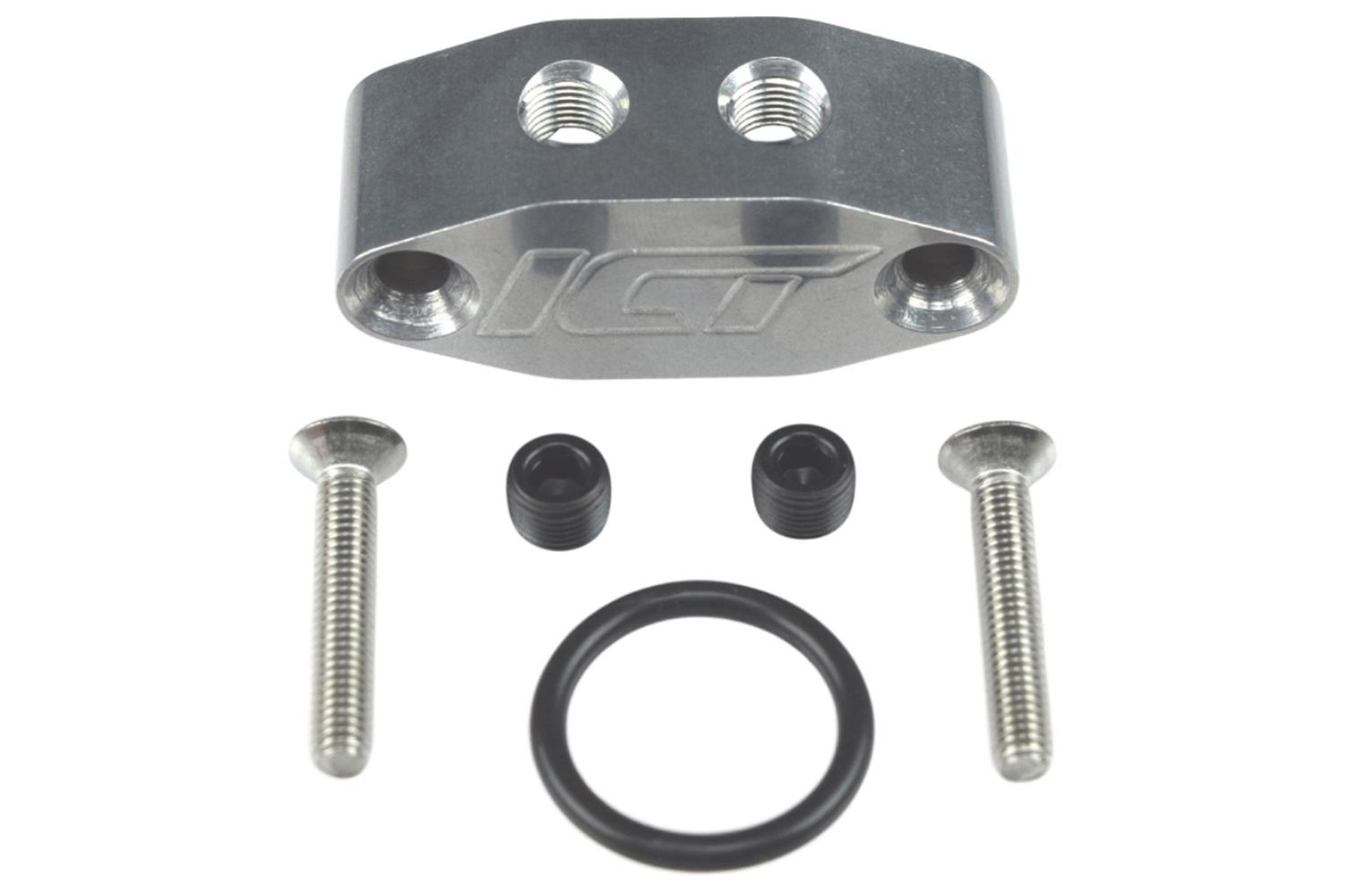 ICT BILLET LS Oil Cooler Adapter W/ Dual 1/8 NPT Ports 551533