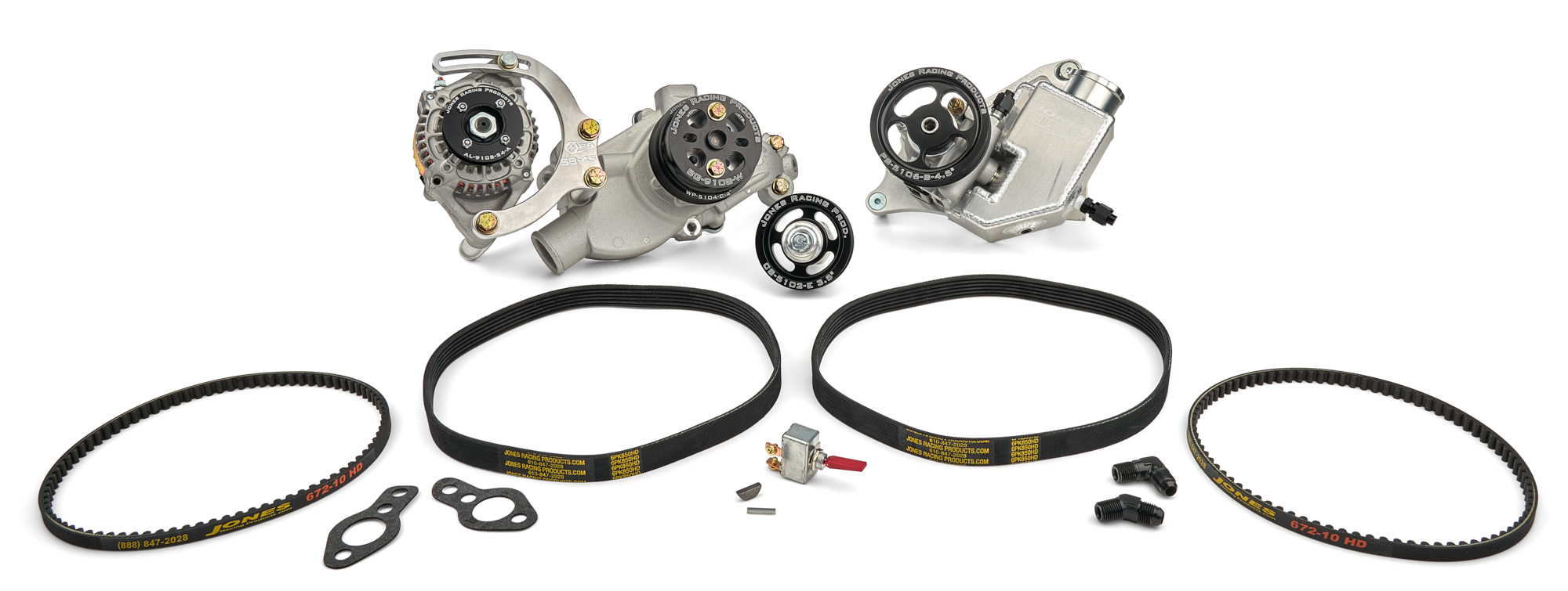 JONES RACING PRODUCTS Serpentine Drive Kit SBC W/ PS - WP & ALT. 1441-AR-72