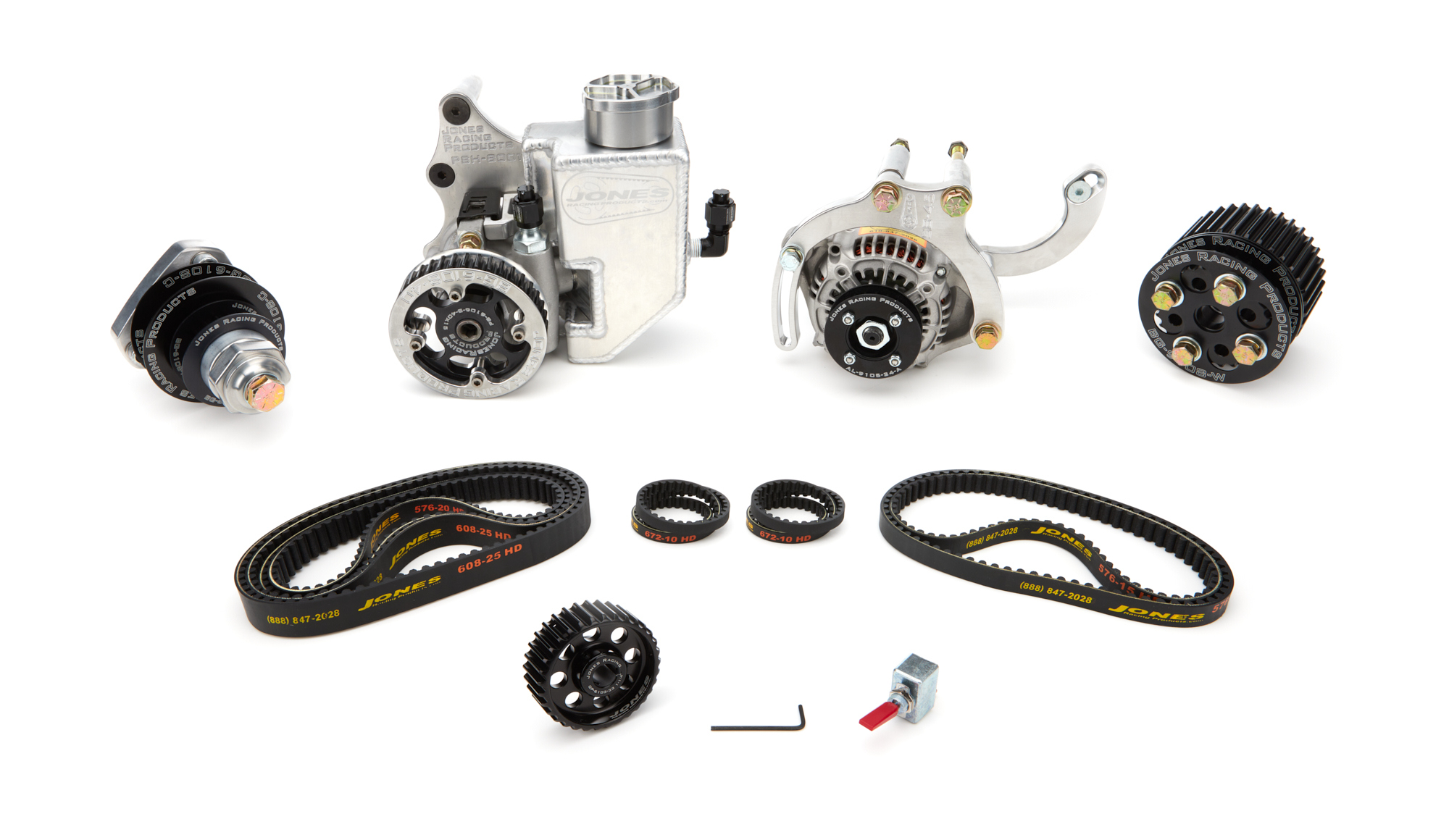 JONES RACING PRODUCTS Belt Drive SBC Complete HTD WP / PS / ALT / OP 4-4698-R