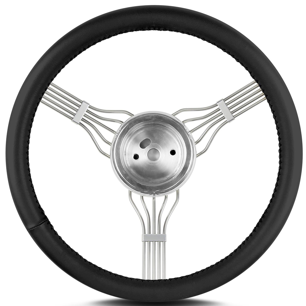 LECARRA STEERING WHEELS Steering Wheel Newstalgi c Banjo Pol. w/Blk Wrap 55301