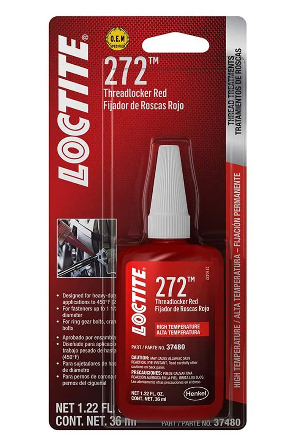 LOCTITE Threadlocker 272 Red Hi Temp 36ml/1.22oz 492143