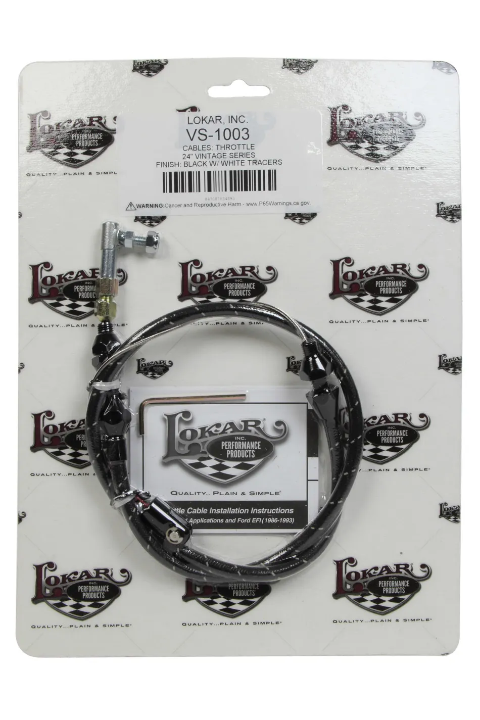 LOKAR VS Throttle Cable Black Black Wrap w/ White Trac VS-1003