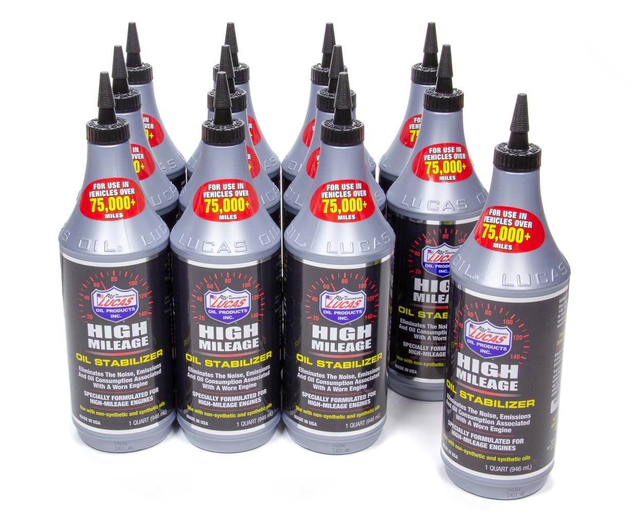 LUCAS OIL High Mileage Oil Stabili zer Case 12 x 1 Qt. 10118