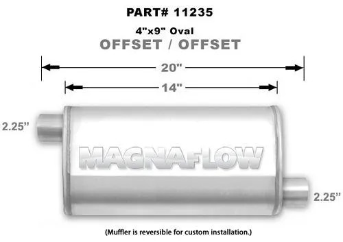 MAGNAFLOW PERF EXHAUST Stainless Muffler 2.25in. Offset In/Out 11235