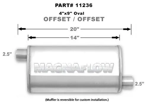 MAGNAFLOW PERF EXHAUST Stainless Muffler 2.5in Offset In/Out 11236