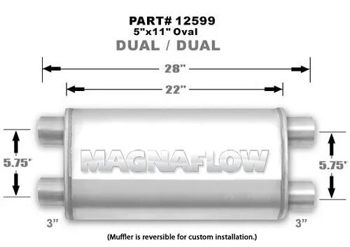 MAGNAFLOW PERF EXHAUST Muffler Stainless 3in Dual In/Out 12599