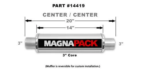 MAGNAFLOW PERF EXHAUST Stainless Bullet Muffler 3in In/Out 14419
