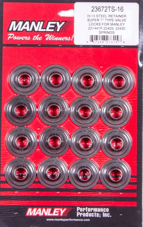 MANLEY Super 7 H-13 Lwt Valve Spring Retainers 23672TS-16