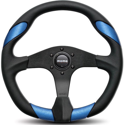 MOMO AUTOMOTIVE ACCESSORIES Quark Steering Wheel Polyurethane Blue Insert QRK35BK0BU