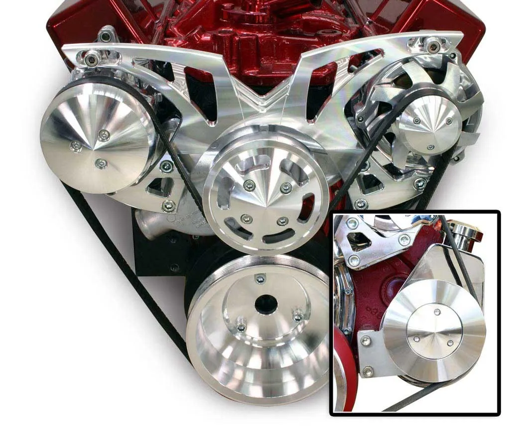 MARCH PERFORMANCE SBC Style Track Pulley Set w/Power Steering 21155