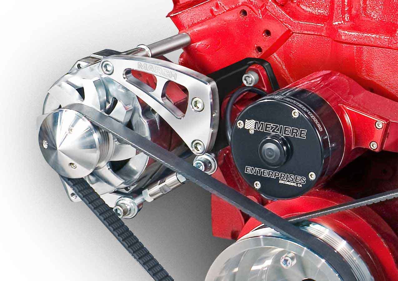 MARCH PERFORMANCE Chevy SB Electric Water Pump Alt Bracket 22025