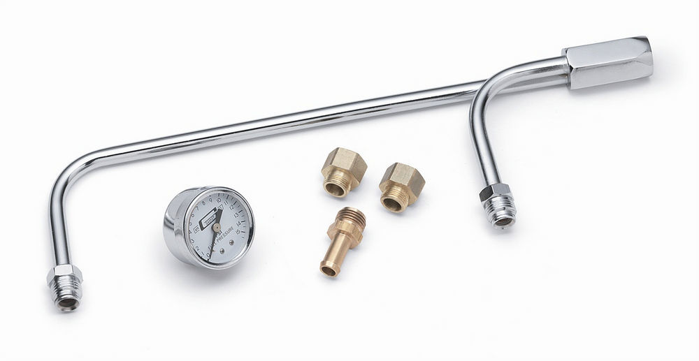 MR. GASKET Chrome Fuel Line w/Press Gauge (Demon Carbs) 1576