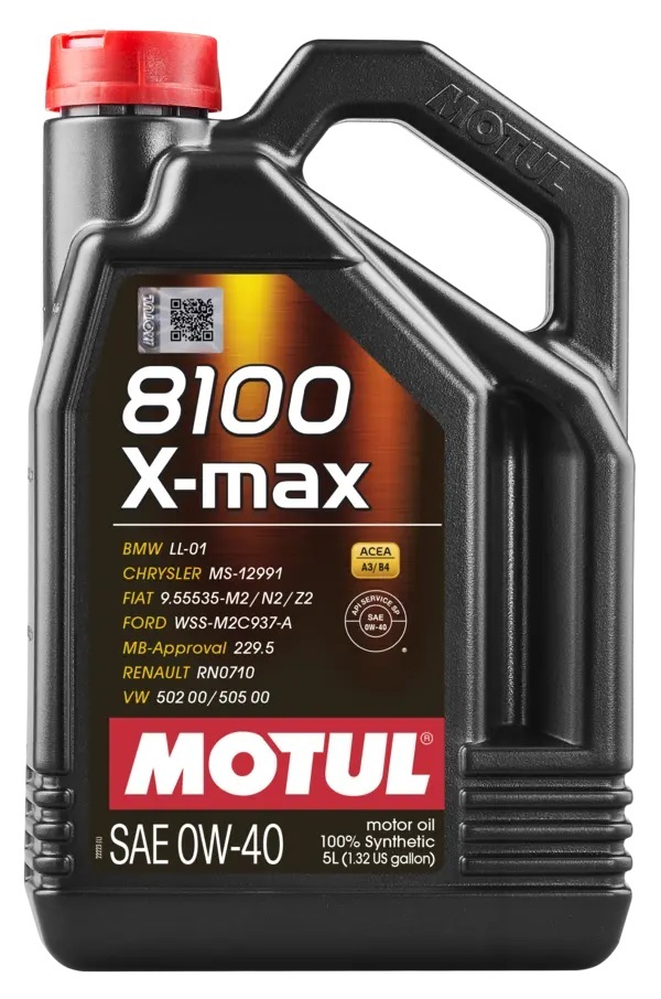 MOTUL USA 8100 X-Max 0W40 Oil 5 Liter Bottle MTL114864