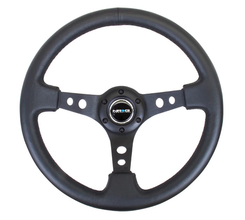 NRG INNOVATION Steering Wheel 350mm 3in Dish Black Leather RST-006BK