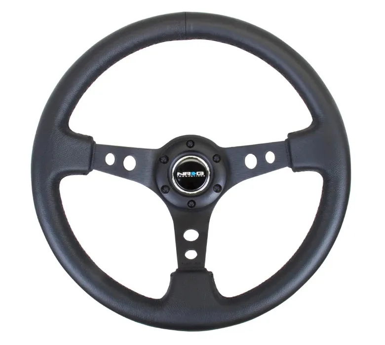 NRG INNOVATION Steering Wheel 350mm 3in Dish Black Leather RST-006BK