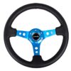 NRG INNOVATION Steering Wheel 350mm 3in Dish Blk Leather/Blue Ct RST-006BL