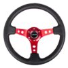 NRG INNOVATION Steering Wheel 350mm 3in Dish Blk Leather/Red Ctr RST-006RD