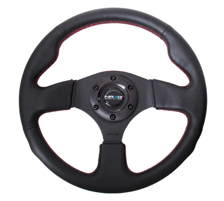 NRG INNOVATION Steering Wheel 320mm Flt Bottom Black Leather RST-012R-RS