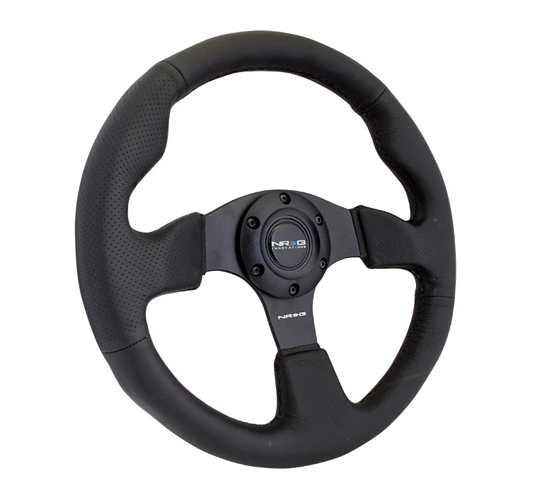 NRG INNOVATION Steering Wheel 320mm Flt Bottom Black Leather RST-012R