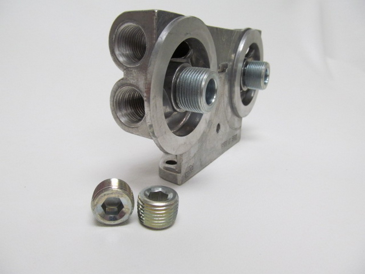 PERMA-COOL Dual Oil Filter Mount 1in-16 Thread 1/2in NPT 1226