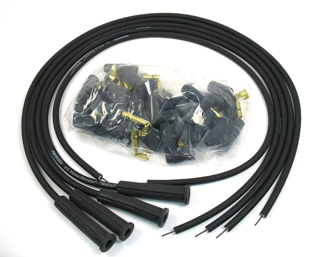 PERTRONIX IGNITION 8MM Spark Plug Wire Set 4-Cyl 180 Deg Black 804280