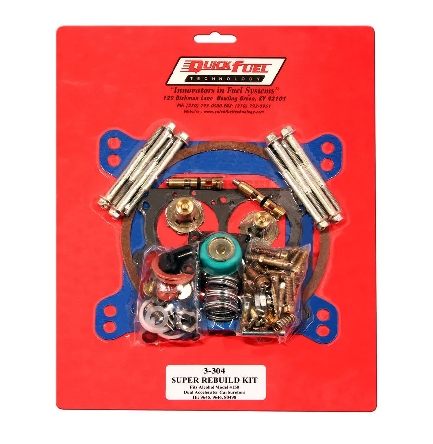 QUICK FUEL TECHNOLOGY Super Non-Stick Rebuild Kit Alcohol 4150/4150 HP 3-304QFT