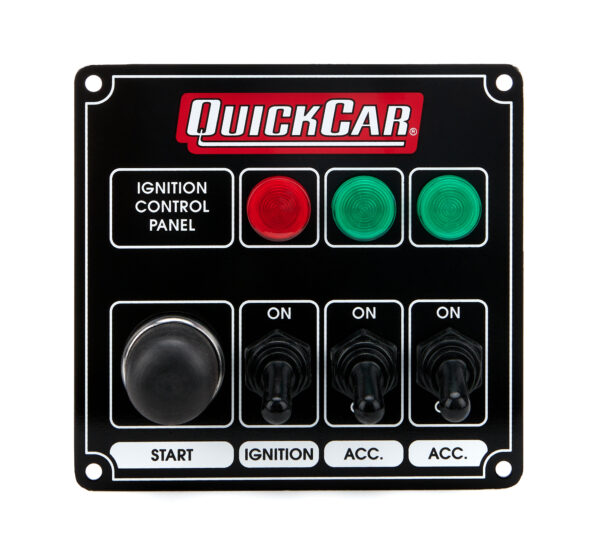QUICKCAR RACING PRODUCTS Ignition Panel Black w/ 2 Acc. & Lights 50-825