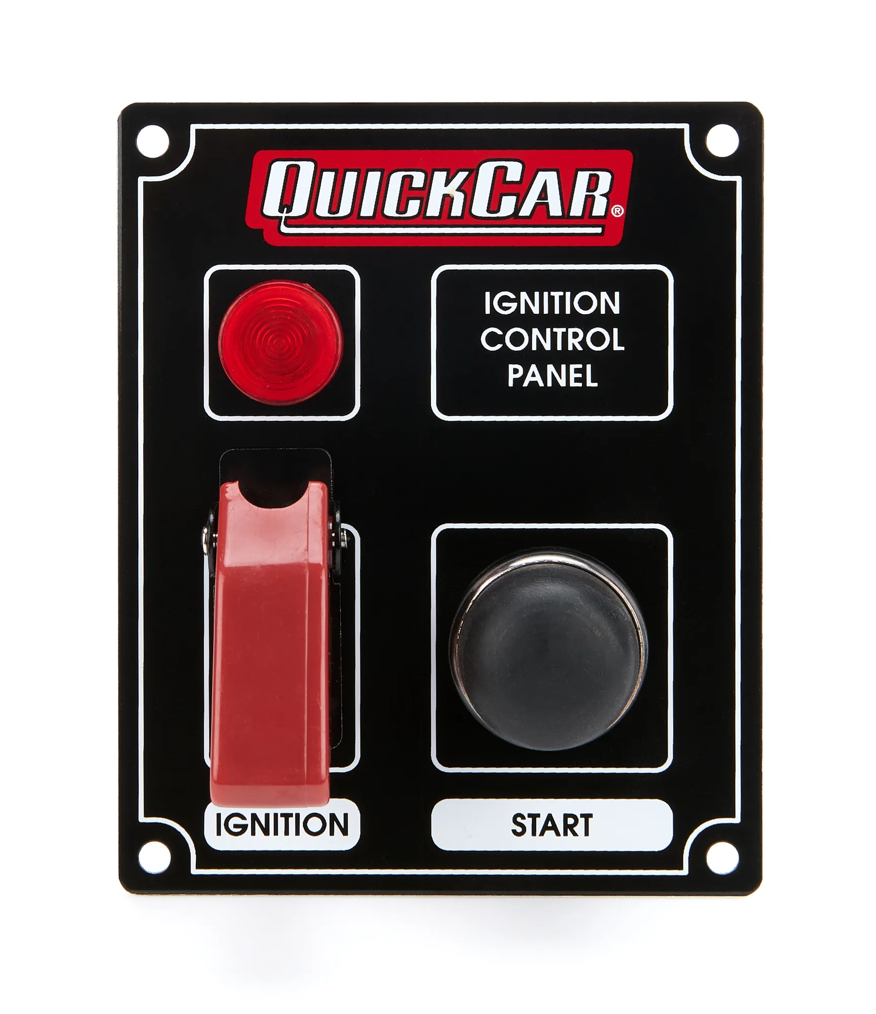 QUICKCAR RACING PRODUCTS Ignition Panel Black w/ Flip Switch & Lights 50-853