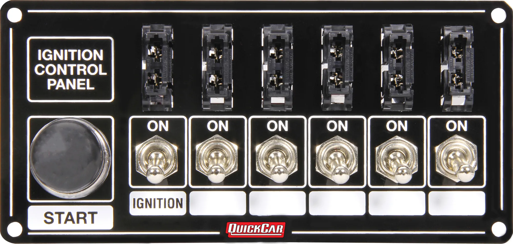 QUICKCAR RACING PRODUCTS Ignition Panel Black Fused w/Start Button 50-863