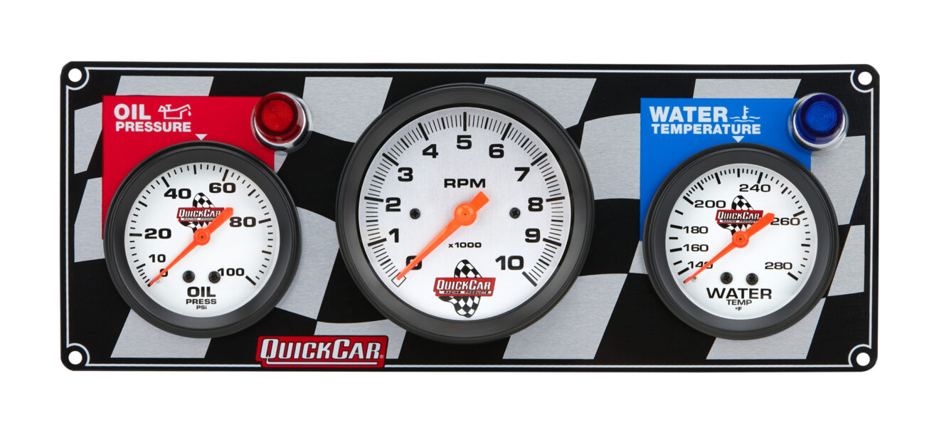 Racing Instrument Panel QUICKCAR RACING PRODUCTS Gauge Panel OP/WT W/Tach 61-60313