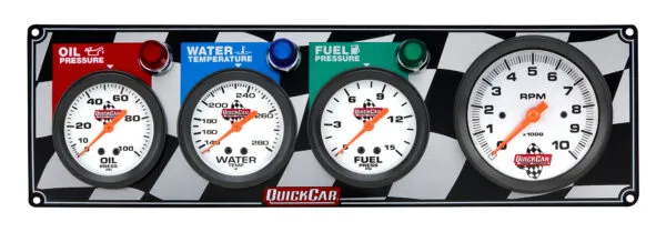 Racing Instrument Panel QUICKCAR RACING PRODUCTS Gauge Panel OP/WT/FP w/Tach 61-60423