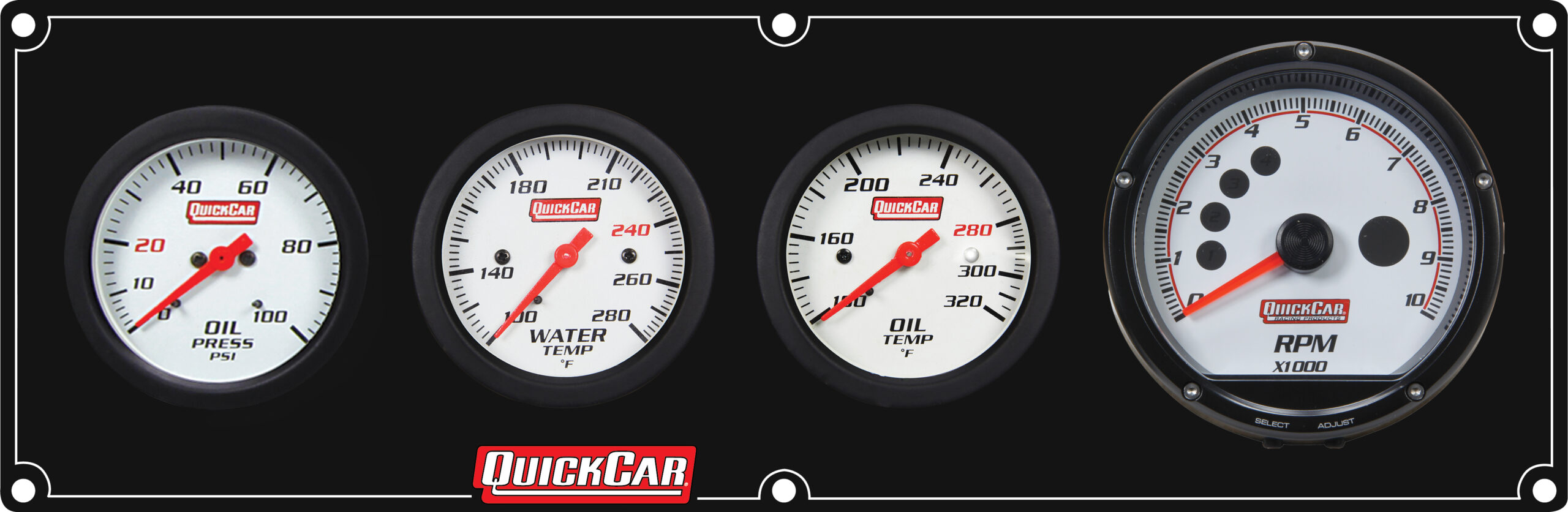 QUICKCAR RACING PRODUCTS Extreme 3-1 Panel w/Tach OP/WT/OT Black 61-7341