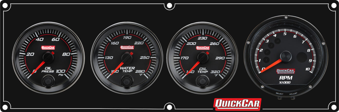 Racing Instrument Panel QUICKCAR RACING PRODUCTS Redline 3-1 Gauge Panel OP/WT/OT w/Recall Tach ...