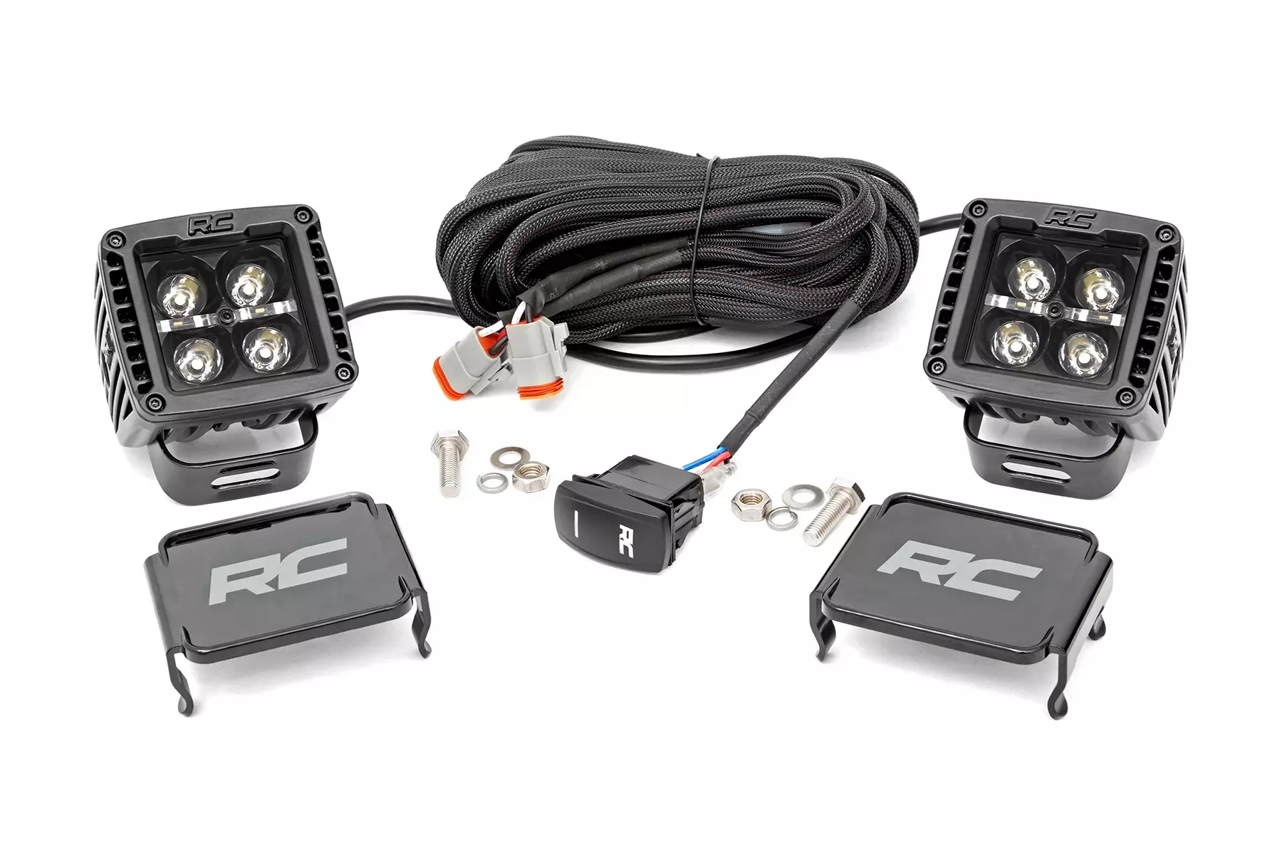ROUGH COUNTRY 2 Inch Black Series LED Light Pods Square 70903BLKDRL