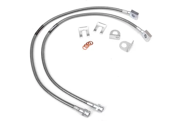 ROUGH COUNTRY 97-06 Jeep TJ Front Stainless Brake Line 89702