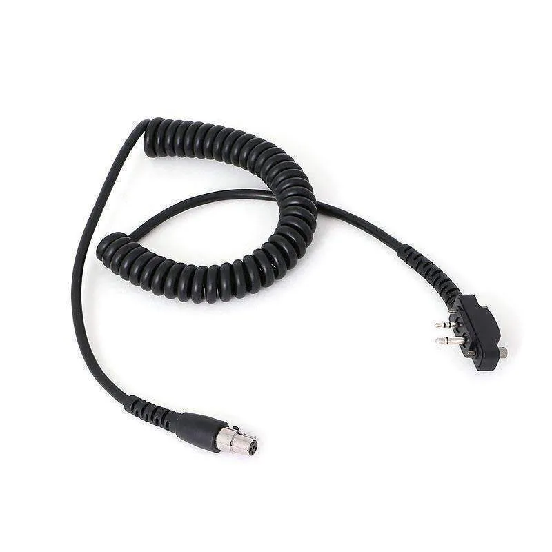 RUGGED RADIOS Cord Coiled Headset to Radio ICOM Bolt-On 2 Pin CC-ICOM-B