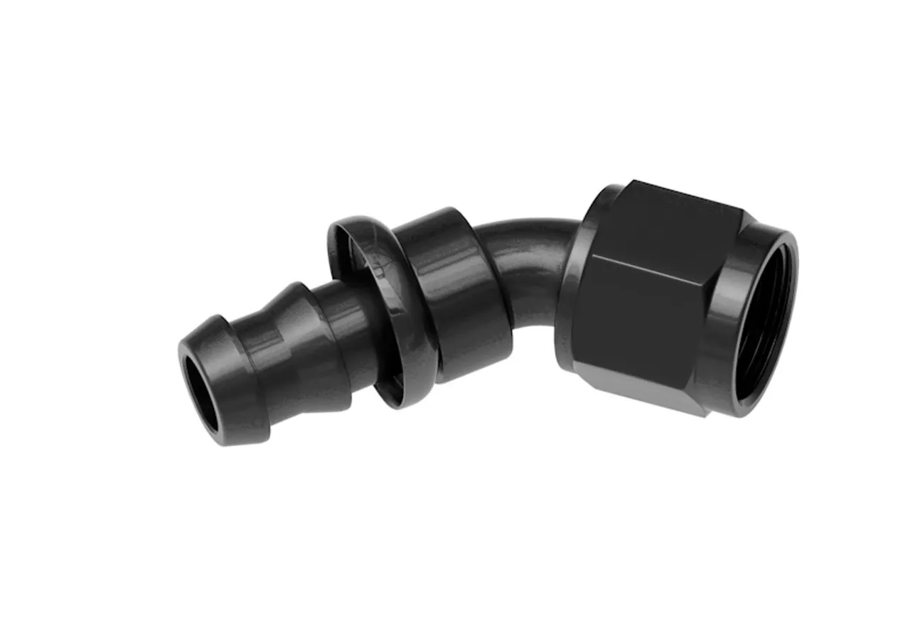 REDHORSE PERFORMANCE 12AN Push Lock Hose End Black 45-Deg 53298