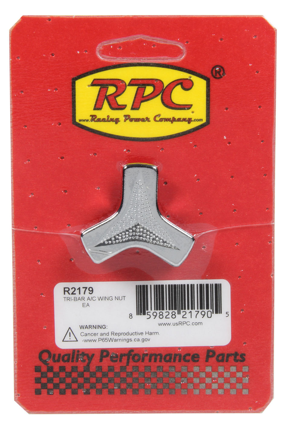 RACING POWER CO-PACKAGED Tri-Bar A/C Wing Nut R2179