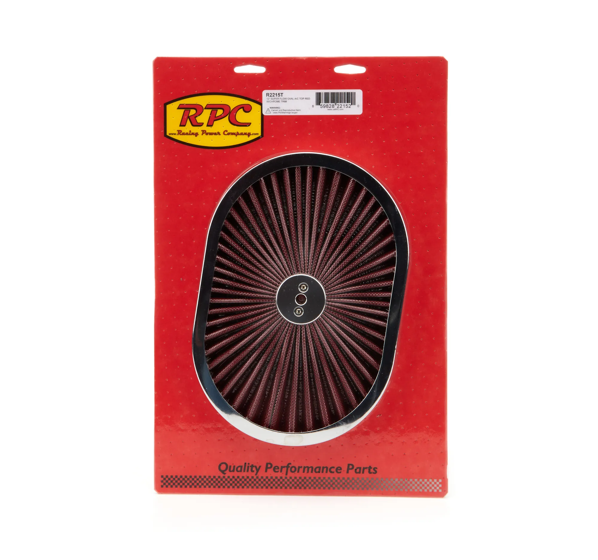 RACING POWER CO-PACKAGED 12in Super Flow Oval Air Cleaner Red Mesh R2215T