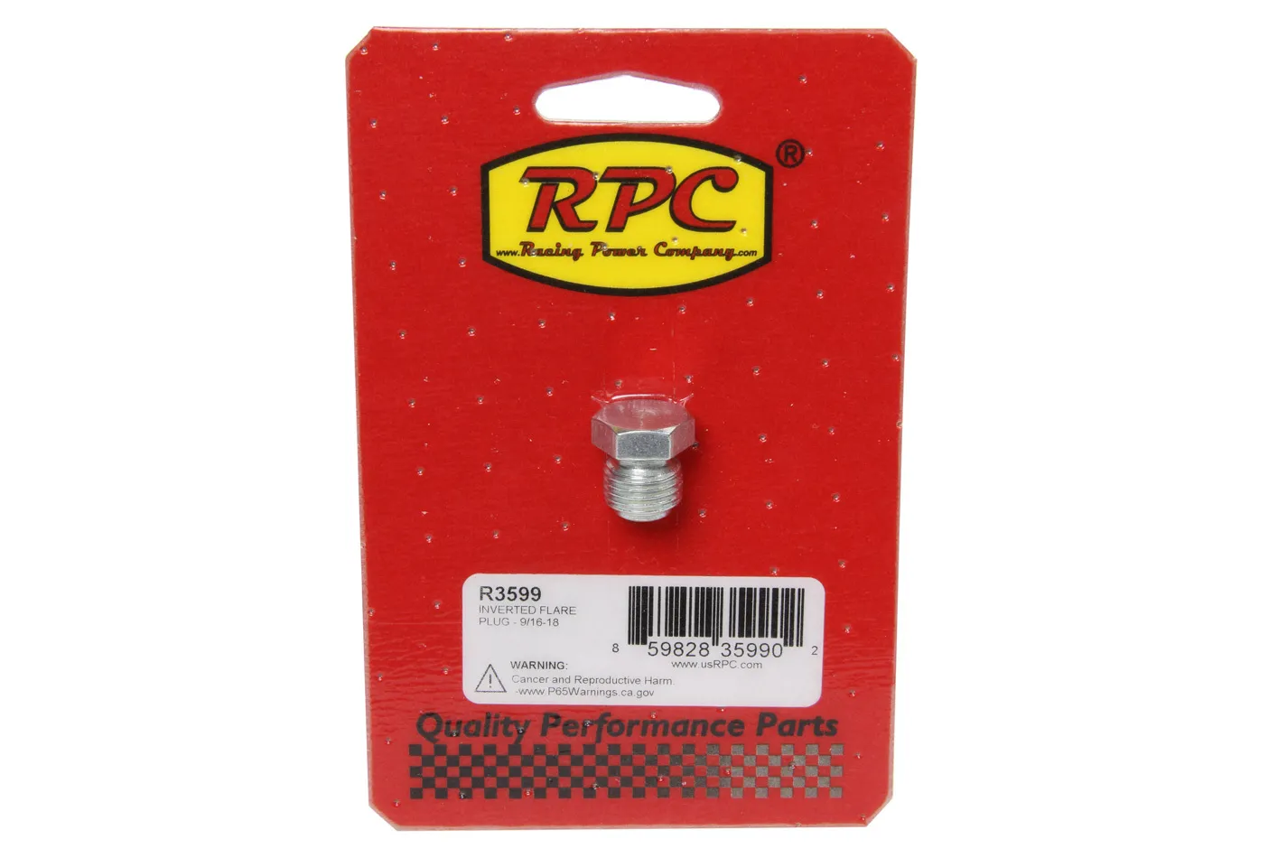 RACING POWER CO-PACKAGED Inverted Flare Plug - 9/ 16-18 R3599