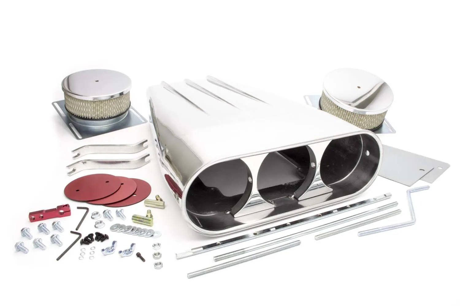 RACING POWER CO-PACKAGED Streetscoop Polished Finned Dual 4 Barrel R5239