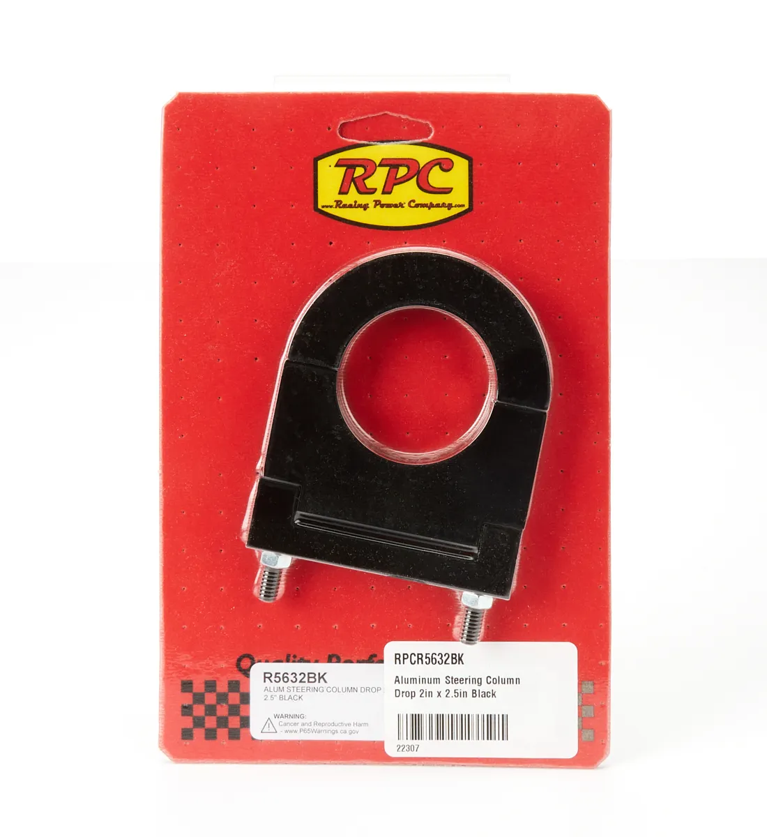 RACING POWER CO-PACKAGED Aluminum Steering Column Drop 2in x 2.5in Black R5632BK
