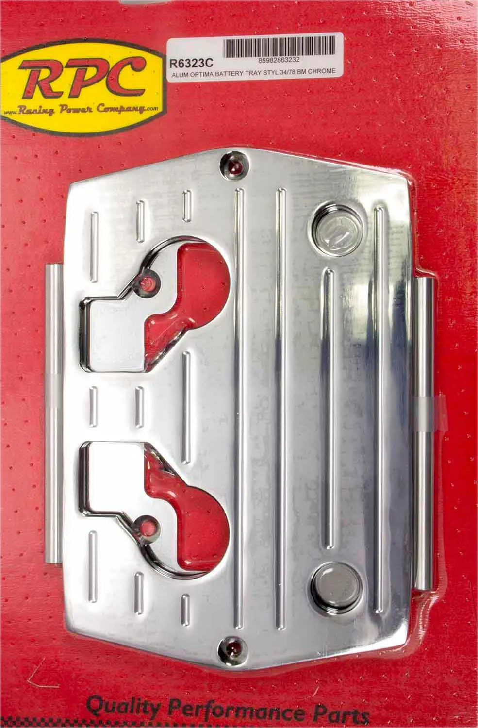 RACING POWER CO-PACKAGED Optima Alum Ball Milled Battery Tray Chrome R6323C