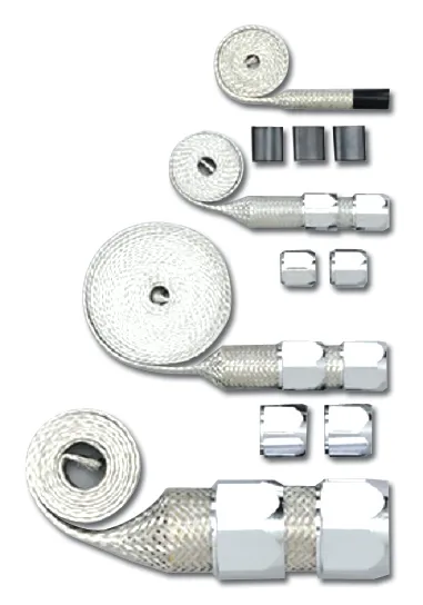 RACING POWER CO-PACKAGED Chrome Braided Hose Sle eving Kit R6678