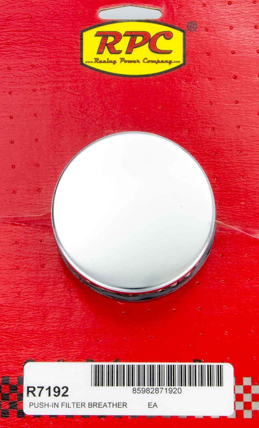 RACING POWER CO-PACKAGED Chrome Push In Breather w/o Shield 2in Tall Each R7192