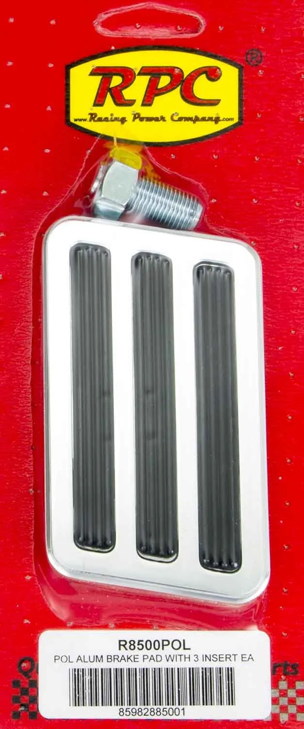RACING POWER CO-PACKAGED Brake Pad Polished with Rubber Inserts R8500POL