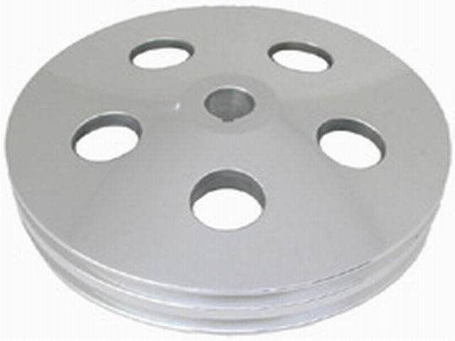 RACING POWER CO-PACKAGED Satin GM Power Steering 2V Pulley w/Keyway R8847