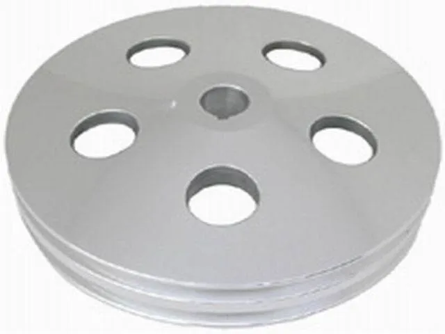 RACING POWER CO-PACKAGED Satin GM Power Steering 2V Pulley w/Keyway R8847