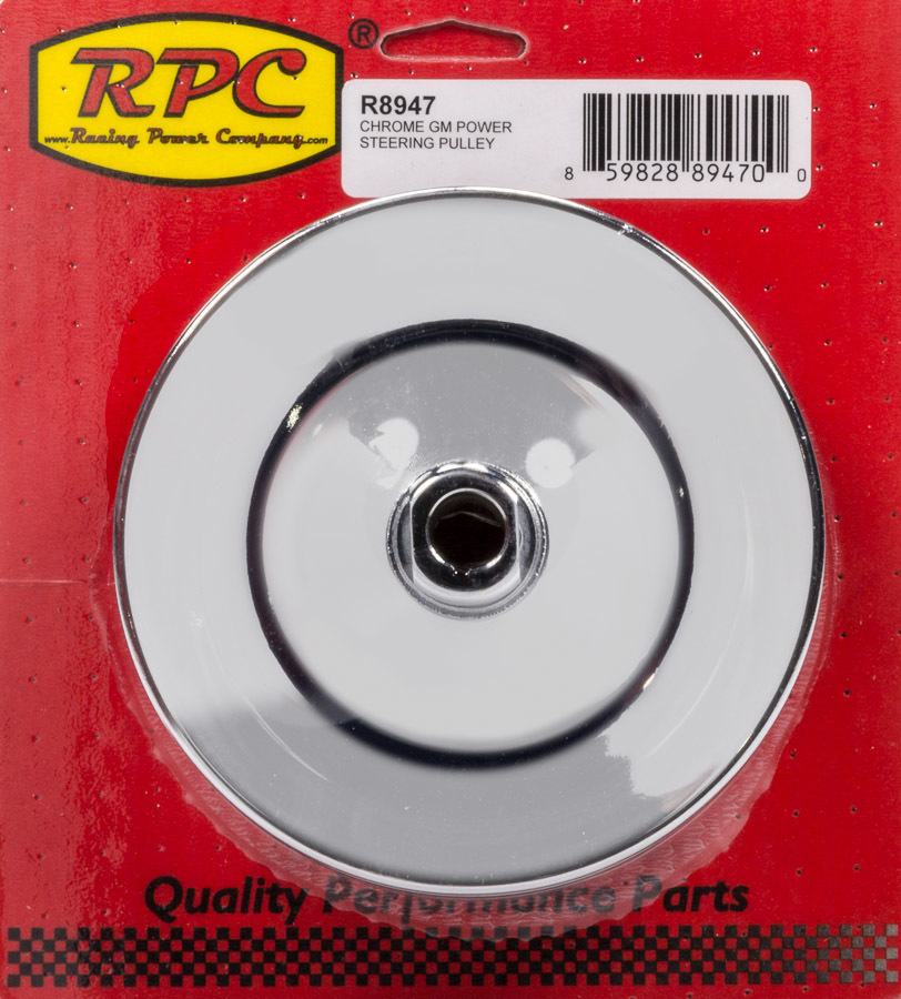 RACING POWER CO-PACKAGED GM Power Steering Pulley 2 Groove Chrome R8947